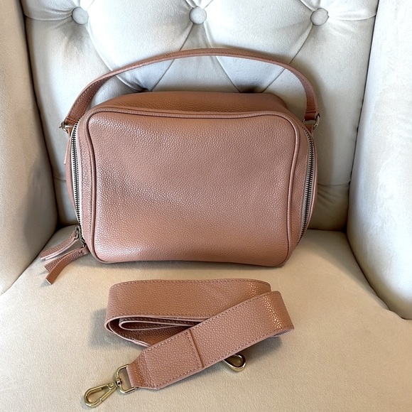 Vittoria Napoli crossbody / handbag Med lots space genuine leather peach rose - Picture 1 of 16